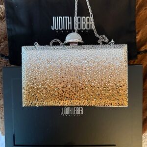 Judith Leiber Gold and Silver Crystal Clutch